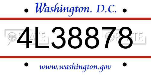 4L38878 District Of Columbia License Plate