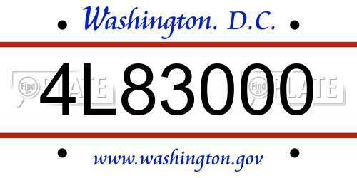 4L83000 District Of Columbia License Plate