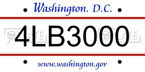 4LB3000 District Of Columbia License Plate