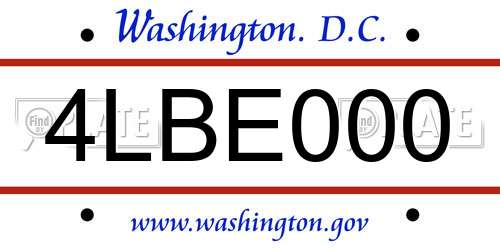 4LBE000 District Of Columbia License Plate