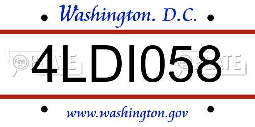 4LDI058 District Of Columbia License Plate