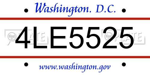 4LE5525 District Of Columbia License Plate
