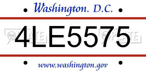 4LE5575 District Of Columbia License Plate