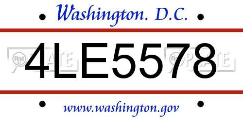 4LE5578 District Of Columbia License Plate