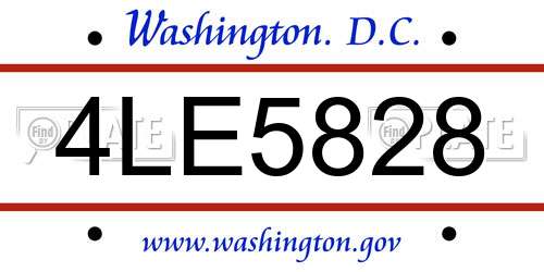 4LE5828 District Of Columbia License Plate
