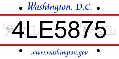 4LE5875 District Of Columbia License Plate