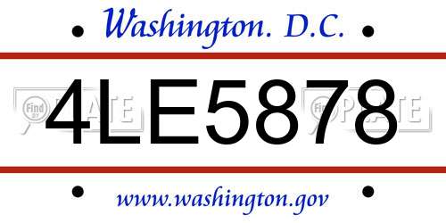 4LE5878 District Of Columbia License Plate