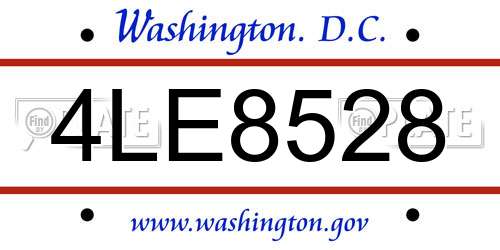 4LE8528 District Of Columbia License Plate