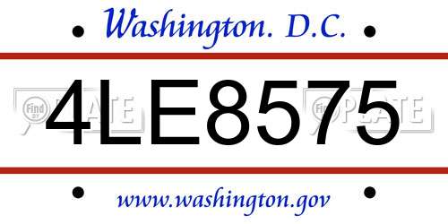4LE8575 District Of Columbia License Plate