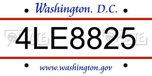 4LE8825 District Of Columbia License Plate