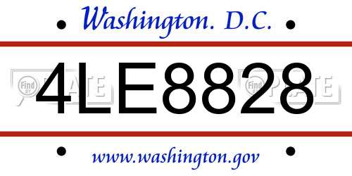 4LE8828 District Of Columbia License Plate