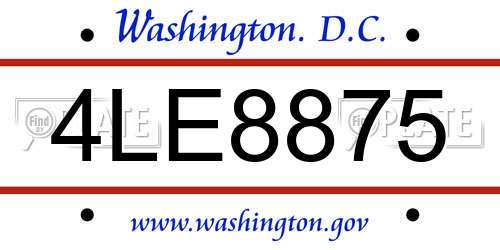 4LE8875 District Of Columbia License Plate