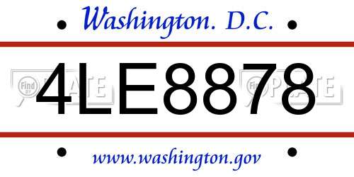 4LE8878 District Of Columbia License Plate