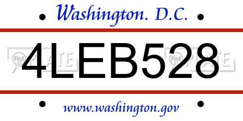 4LEB528 District Of Columbia License Plate