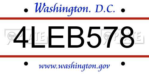 4LEB578 District Of Columbia License Plate