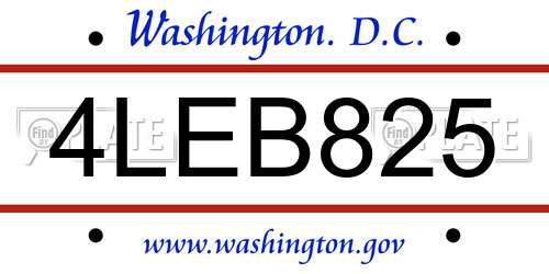 4LEB825 District Of Columbia License Plate