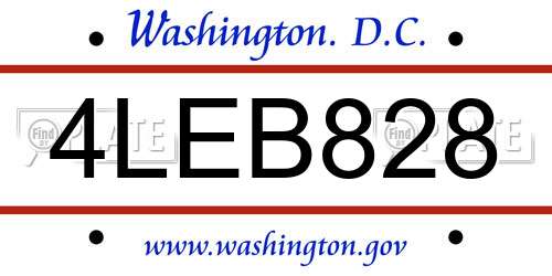 4LEB828 District Of Columbia License Plate