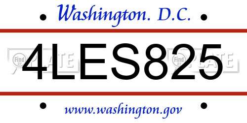 4LES825 District Of Columbia License Plate