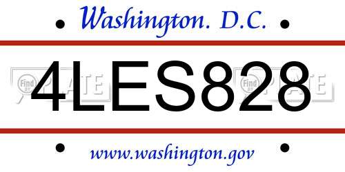 4LES828 District Of Columbia License Plate