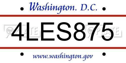 4LES875 District Of Columbia License Plate
