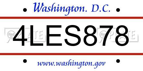 4LES878 District Of Columbia License Plate