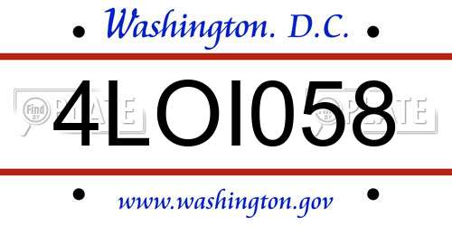 4LOI058 District Of Columbia License Plate