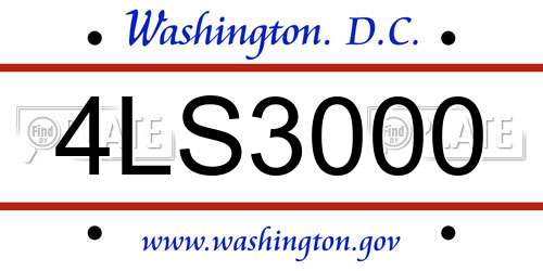 4LS3000 District Of Columbia License Plate