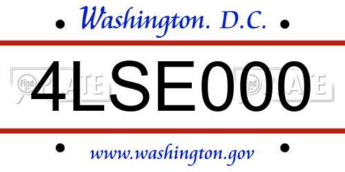 4LSE000 District Of Columbia License Plate