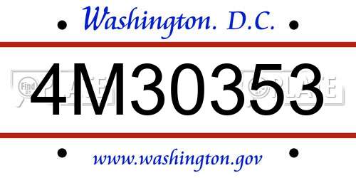 4M30353 District Of Columbia License Plate