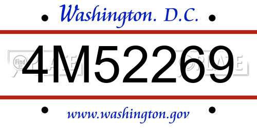 4M52269 District Of Columbia License Plate
