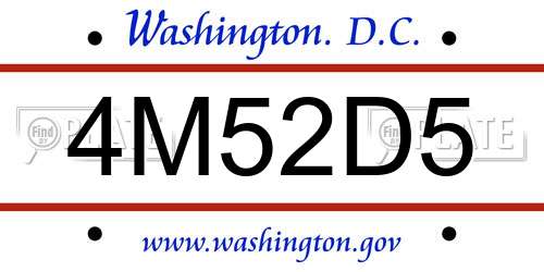 4M52D5 District Of Columbia License Plate