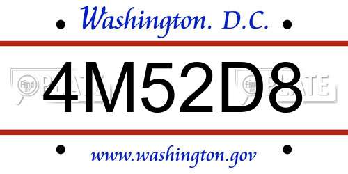 4M52D8 District Of Columbia License Plate