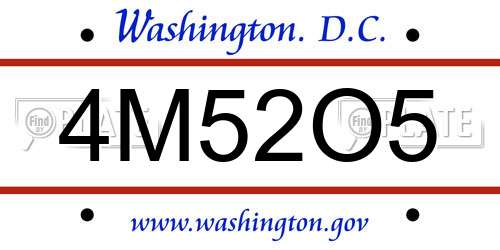 4M52O5 District Of Columbia License Plate