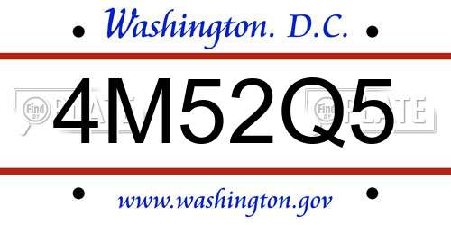 4M52Q5 District Of Columbia License Plate