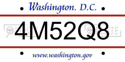 4M52Q8 District Of Columbia License Plate