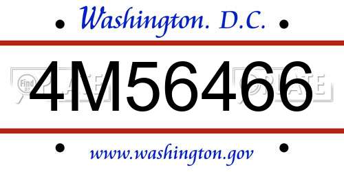 4M56466 District Of Columbia License Plate