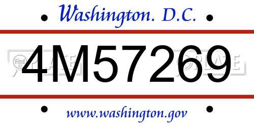 4M57269 District Of Columbia License Plate
