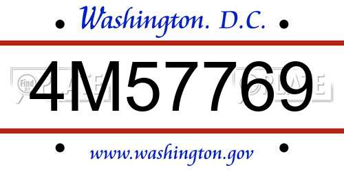 4M57769 District Of Columbia License Plate