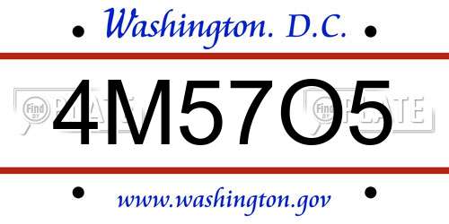 4M57O5 District Of Columbia License Plate