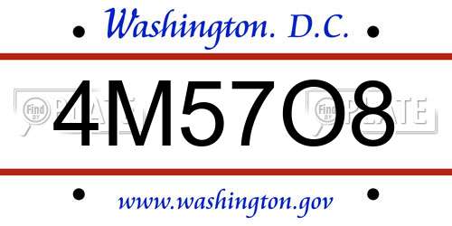 4M57O8 District Of Columbia License Plate