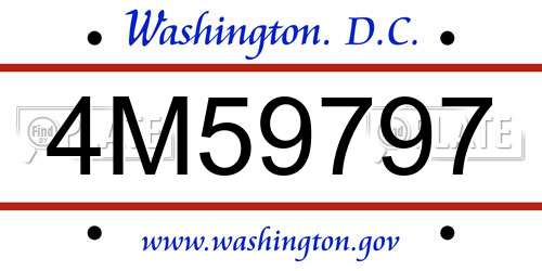 4M59797 District Of Columbia License Plate