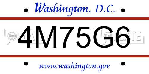 4M75G6 District Of Columbia License Plate