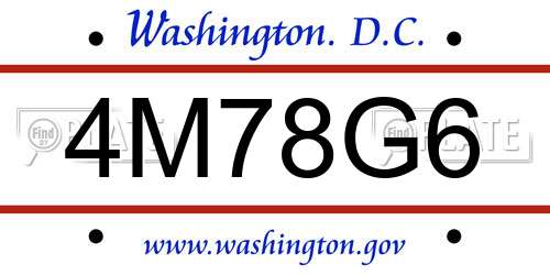 4M78G6 District Of Columbia License Plate