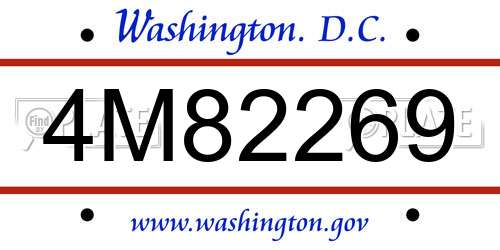 4M82269 District Of Columbia License Plate