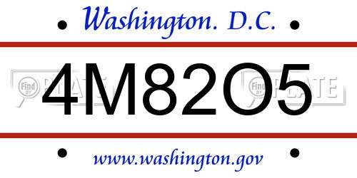4M82O5 District Of Columbia License Plate