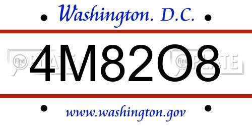 4M82O8 District Of Columbia License Plate