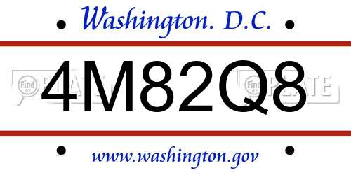 4M82Q8 District Of Columbia License Plate