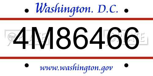 4M86466 District Of Columbia License Plate