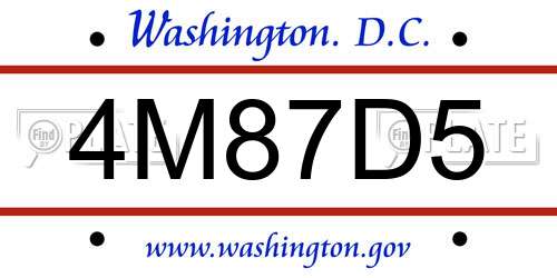 4M87D5 District Of Columbia License Plate