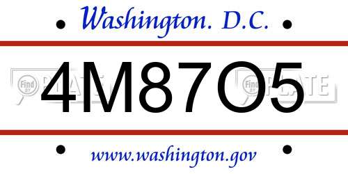 4M87O5 District Of Columbia License Plate